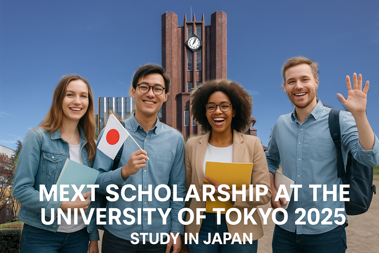 International students at the University of Tokyo campus celebrating their MEXT Scholarship opportunity in Japan